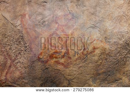 Prehistoric Paintings On Rock Known As Petroglyphs In The Municipality Of Facatativa In Colombia
