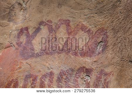 Prehistoric Paintings On Rock Known As Petroglyphs In The Municipality Of Facatativa In Colombia