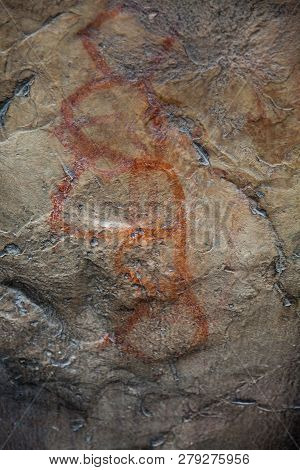 Prehistoric Paintings On Rock Known As Petroglyphs In The Municipality Of Facatativa In Colombia