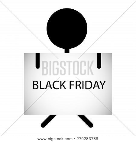 Black Friday Theme: Black Hand Holding A Card On White Background.people