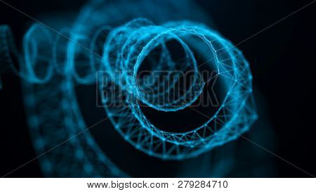Ai Element. Big Data Visualization. 3D Rendering. Abstract Digital Blue Grid. 3D Portal. Futuristic