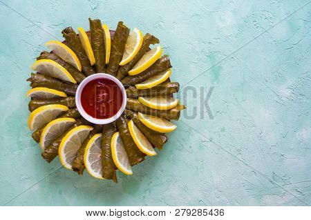 Dolma Stuffed Grape Leaves. Greek Stuffed Grape Leaves (dolma).