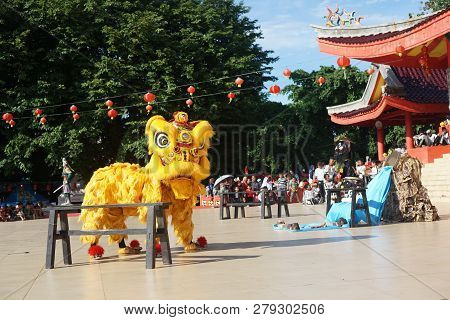 2018, 02 17. Semarang, Indonesia. The Dragon Dance Performance During Chinese New Year Celebration I