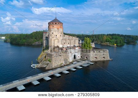 The Medieval Fortress Of The Savolinna City Close Up On A Sunny July Afternoon (aerial Photography).