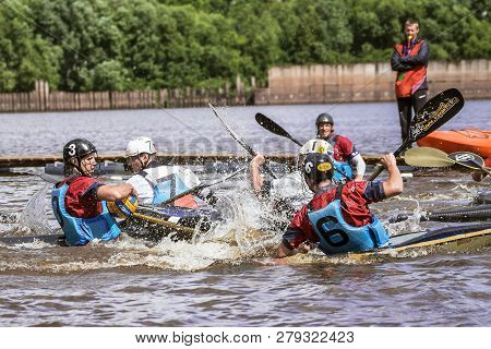 Veliky Novgorod, Russia -  June 13: Russian Cup Stage (polo Canoe) On The Volkhov River In Veliky No