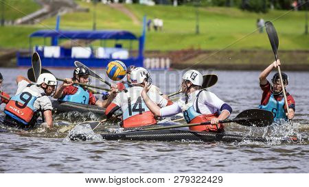 Veliky Novgorod, Russia - On June 13: Russian Cup Stage (polo Canoe) On The Volkhov River In Veliky 