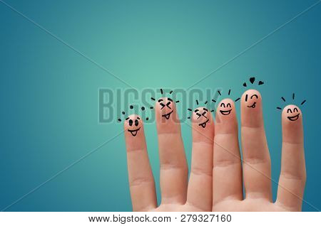 Waggish happy fingers with team building concept