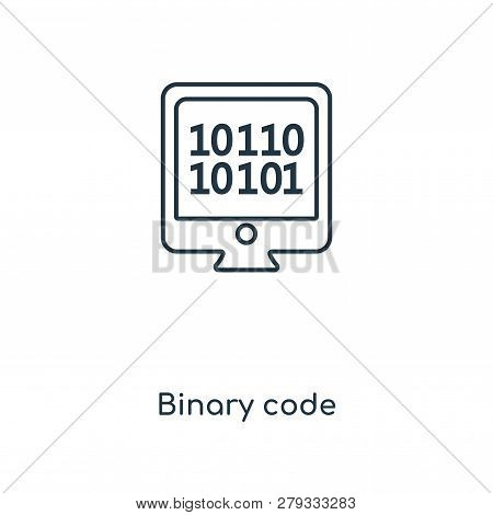 Binary Code Icon In Trendy Design Style. Binary Code Icon Isolated On White Background. Binary Code 