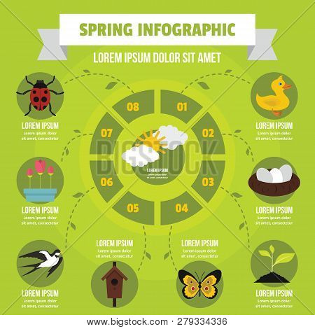 Spring Infographic Banner Concept. Flat Illustration Of Spring Infographic Poster Concept For Web