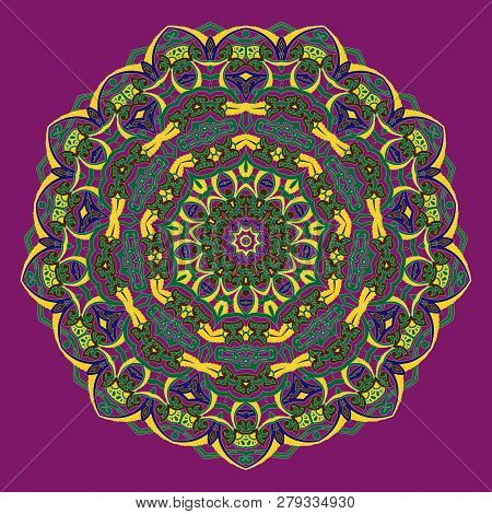 Traditional Kalamkari Ornamental Floral Paisley Design. Ornament Background. You Can Use This Patter