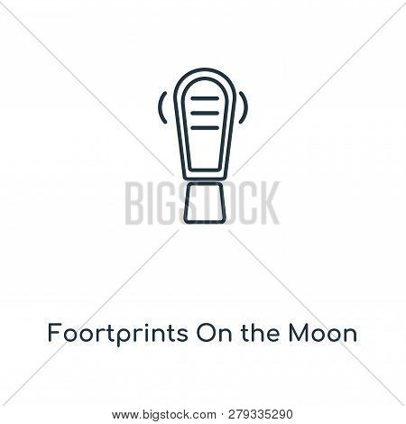 Foortprints On The Moon Icon In Trendy Design Style. Foortprints On The Moon Icon Isolated On White 