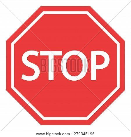 Symbol, Red, Traffic Stop Sign On White Background