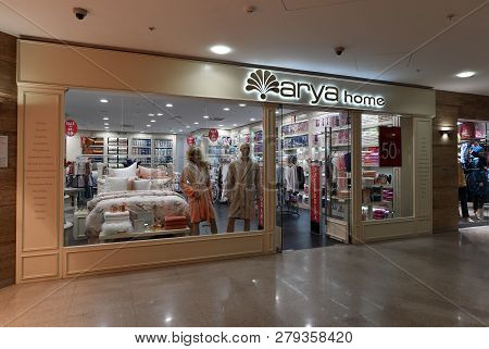 Moscow, Russia - January 18. 2019. Entrance To The Turkish Arya Home Store