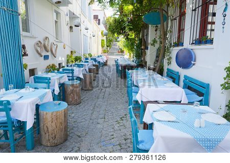 Horizontal Photo Of Bozcaada Street View From Turkey
