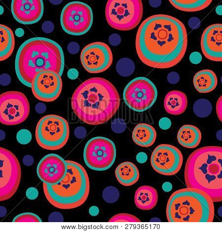 Pomegranate Candies-fruit Delight. A Groovy Abstract Pattern Illustration Of Pomegranate Candy Shape