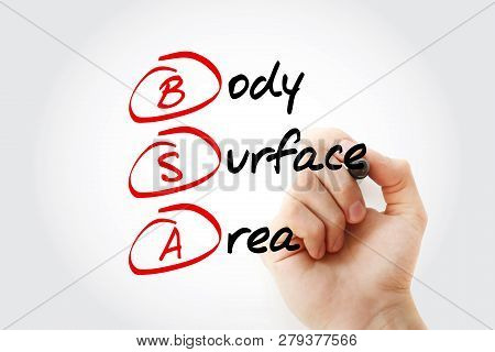 Bsa - Body Surface Area Acronym With Marker, Concept Background