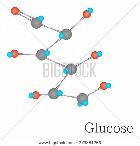 Glucose 3d Molecule. Cartoon Illustration Of Glucose 3d Molecule For Web Design