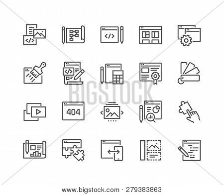 Simple Set Of Web Development Related Vector Line Icons. Contains Such Icons As Content, Image Galle