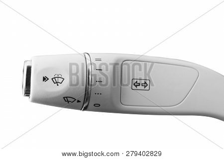 Wipers Switch Control Isolated On White Background. Adjusting Speed Of Screen Wipers In Car. Wiper S