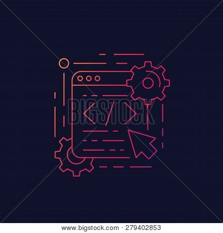 Coding, Web Design And App Development, Linear Icon, Eps 10 File, Easy To Edit