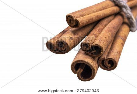 Cinnamon/cannella Stick Isolated On White Background. Food Accessories. Food Ingredient. Closeup