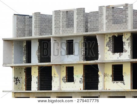 Old Aged Weathered Grunge Unfinished Demolished Multi-storey Residential Apartment Flat Unit Panel C