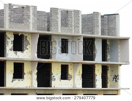 Old Aged Weathered Grunge Unfinished Demolished Multi-storey Residential Apartment Flat Unit Panel C