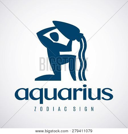 Aquarius, Zodiac Or Horoscope Symbol. Icon Or Logo Template. Vector Illustration.