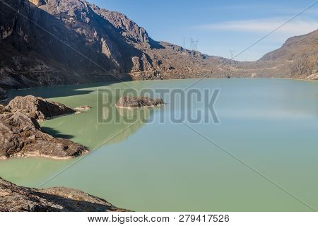 Zongo Dam, Located In Zongo Pass In The Altitude Of 4700m, Bolivia.