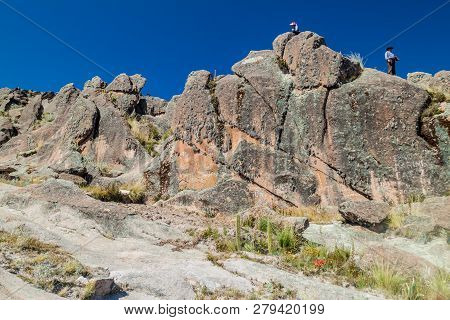 Copacabana, Bolivia - May 13, 2015: Rugged Rocks At Horca Del Inca, Ancient Astronomical Observatory