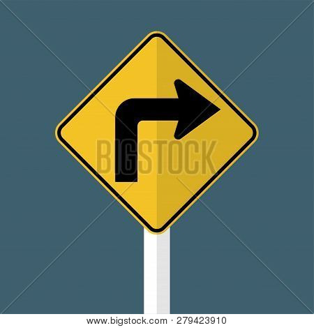 Right Turn Ahead Traffic Sign,sign, Road, Traffic, Right, Ahead, Street