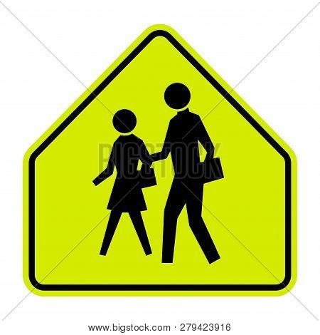 School Zone Traffic Sign On White Background