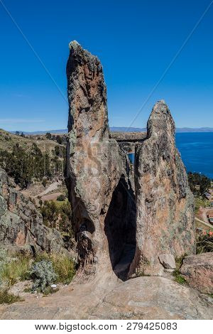 Copacabana, Bolivia - May 13, 2015: Solstice Stones At Horca Del Inca, Ancient Astronomical Observat