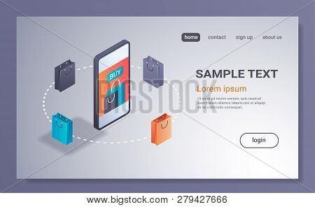 E-commerce Sales Mobile Application Online Shopping Concept Internet Store Digital Marketing Smartph