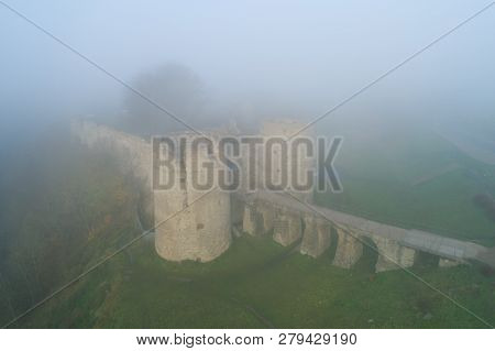 View Of The Koporye Fortress In The Thick Morning Fog. Koporye, Leningrad Region