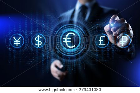 Euro Icon On Screen. Currency Trading Exchange Rate Forex Business Concept.
