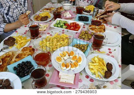 breakfast table, a breakfast table of turkey culture, Turkish breakfast table,Turkish style breakfas