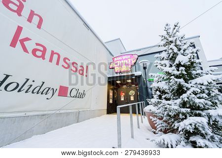 Editorial: Kuusamon City, Finland, 27th December 2018. Angry Birds Activity Park At Holiday Club Kuu