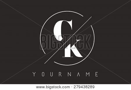 Ck Letter Logo With Cutted And Intersected Design And Round Frame Vector Illustration