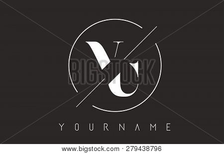 Vc Letter Logo With Cutted And Intersected Design And Round Frame Vector Illustration