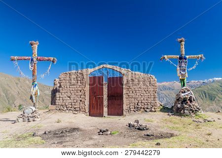 Small Hillside Church In Cabanaconde Village, Peru