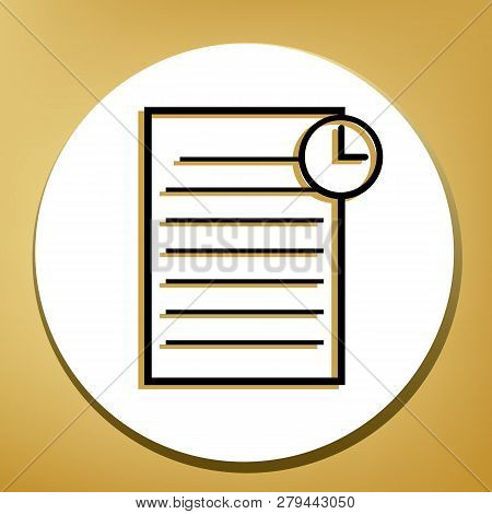 Check Mark Sign Illustration. Vector. Black Icon With Light Brown Shadow In White Circle With Shaped