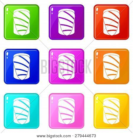 Salmon Icons Of 9 Color Set Isolated Illustration