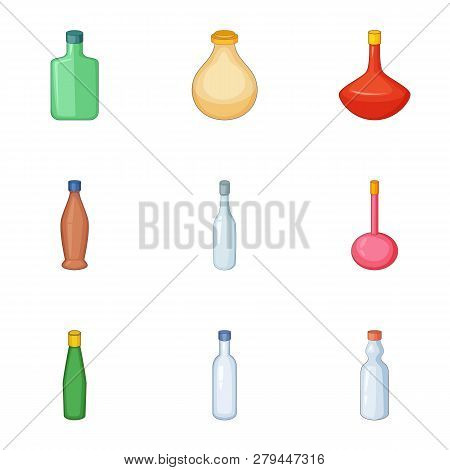 Emprty Bottle Icons Set. Cartoon Set Of 9 Emprty Bottle Icons For Web Isolated On White Background