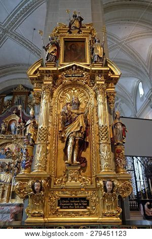 LUCERNE, SWITZERLAND - JUNE 24, 2018: Saint Henry altar in the church of St. Leodegar in Lucerne, Switzerland