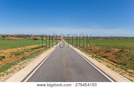Narrow Road In Castilla Y Leon Near Ayllon, Spain