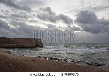 Picturesque View Of The Coastline On A Gloomy Day
