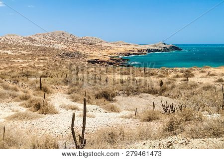 Coast Of La Guajira Peninsula In Colombia.