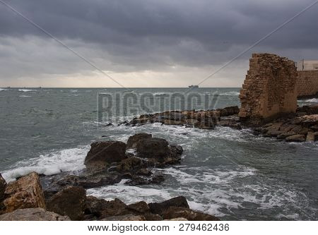 Picturesque View Of The Coastline On A Gloomy Day