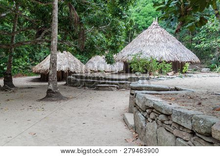 Traditional Rustic Houses Of Indigenous Kogi People In Tayrona National Park, Colombia